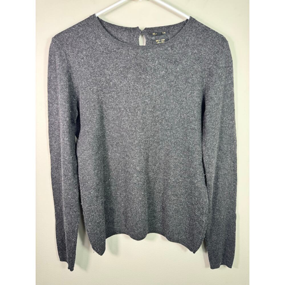 Massimo Dutti Wool Silk Pullover Black Gray Sweater